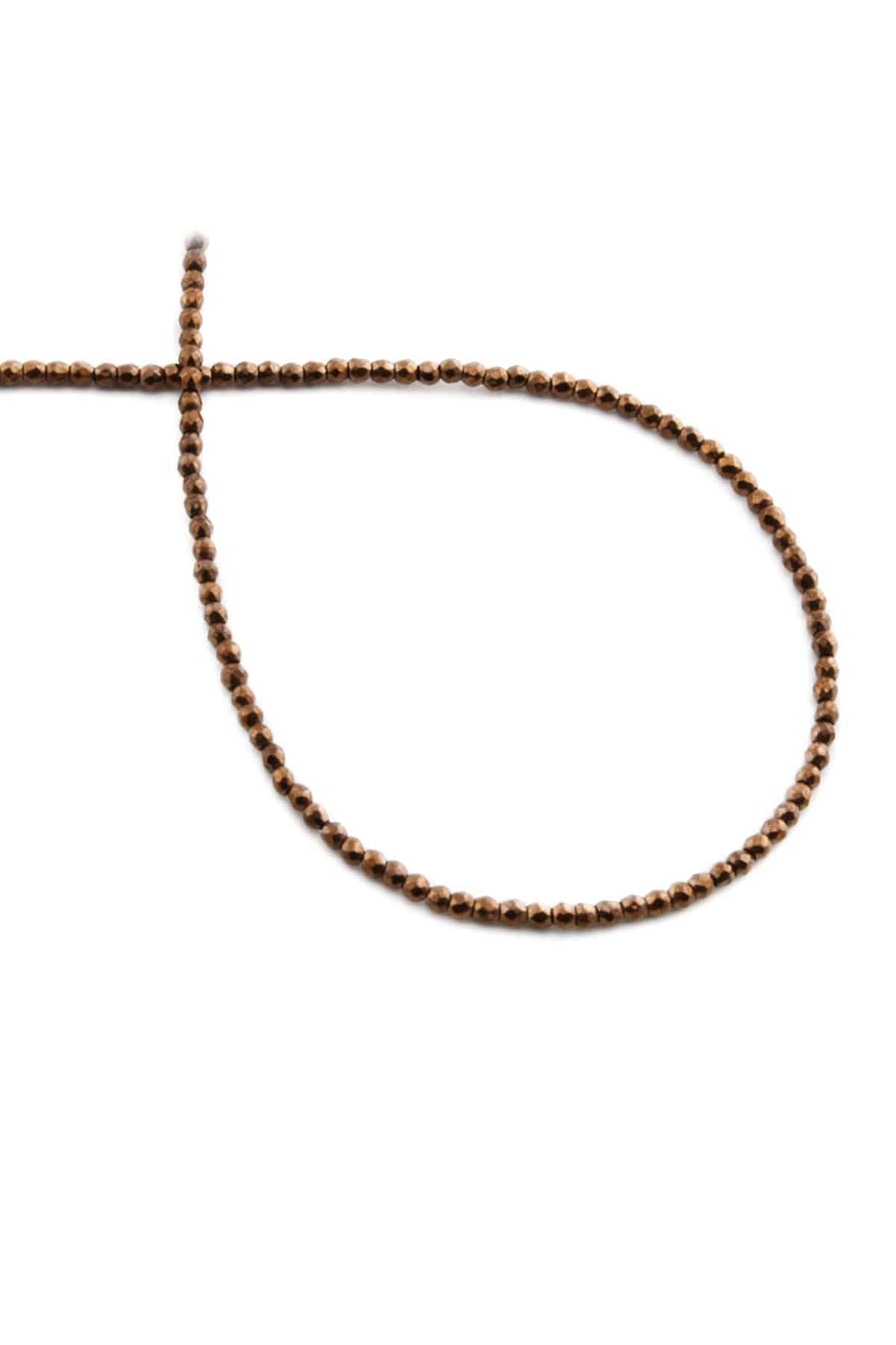 Hematite Natural Stone Shiny Brown Facet Cut 2mm String Of Beads