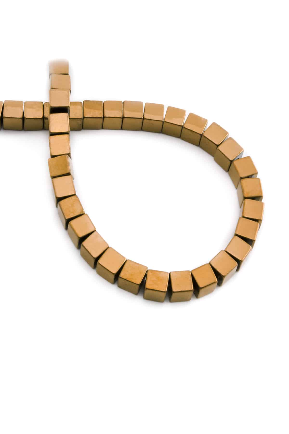 Hematite Natural Stone Shiny Brown Cube Cut 6x6mm String Of Beads