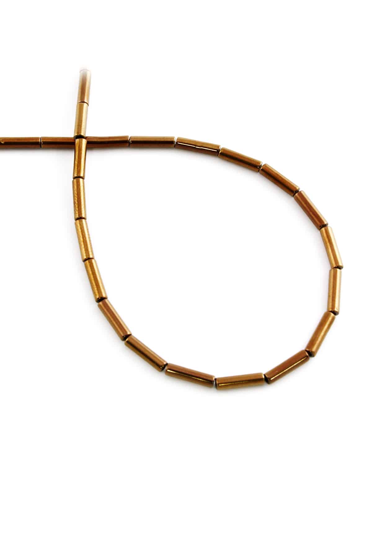 Hematite Natural Stone Shiny Brown Cylinder Cut 2x8mm String Of Beads