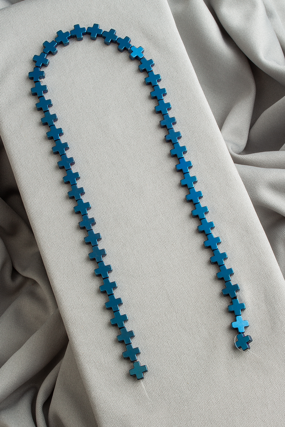 Hematit Doğal Taş Parlak Mavi Artı Kesim 8mm Dizi [AA]