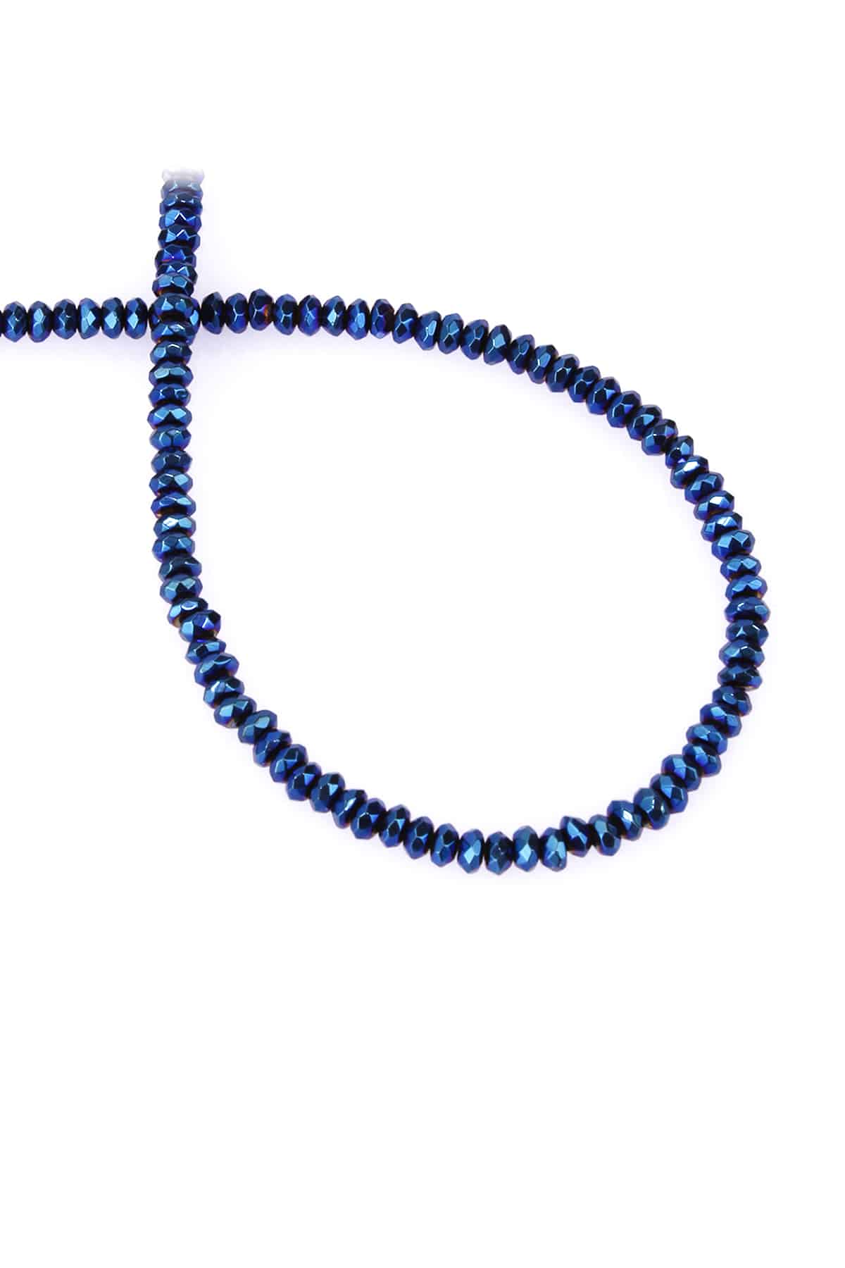 Hematite Natural Stone Shiny Blue Washer Cut 4x2mm String Of Beads