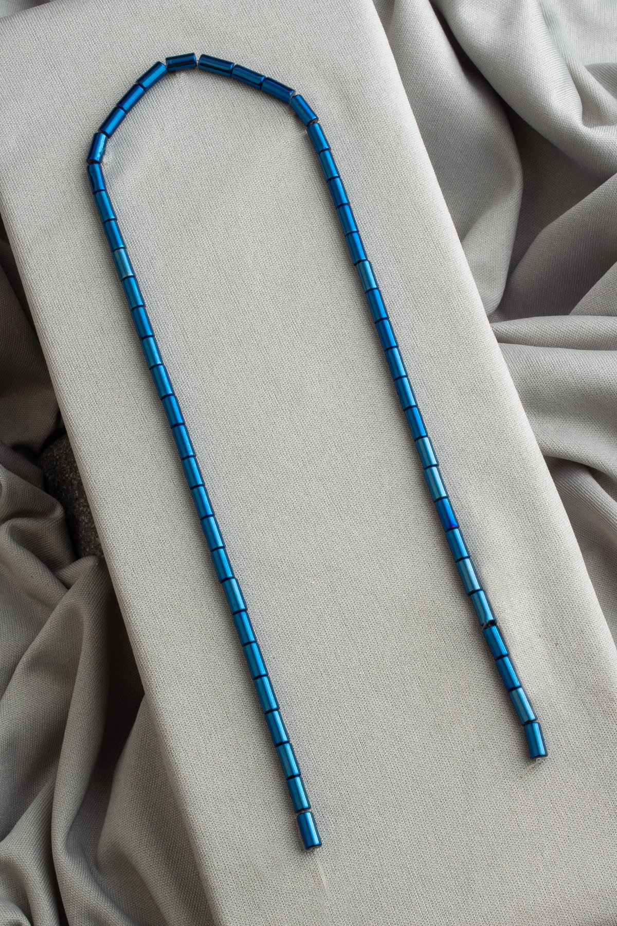 Hematit Doğal Taş Parlak Mavi Silindir Kesim 3x9mm Dizi