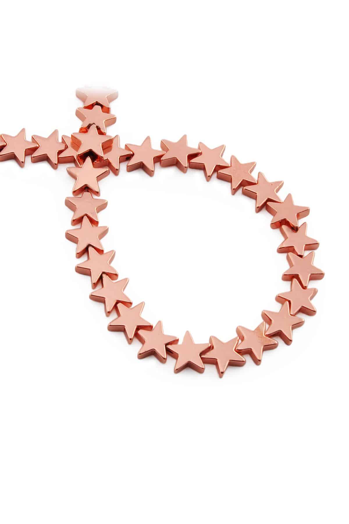 Hematite Natural Stone Shiny Rose Star Cut 8mm String Of Beads