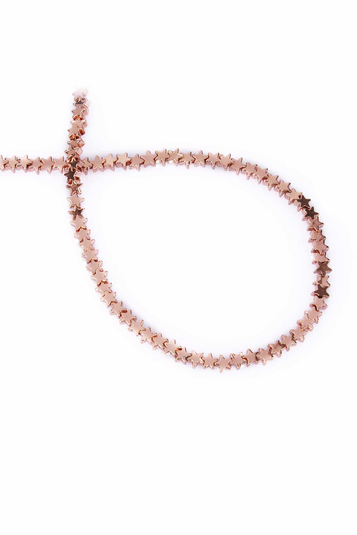 Hematite Natural Stone Shiny Rose Star Cut 4mm String Of Beads