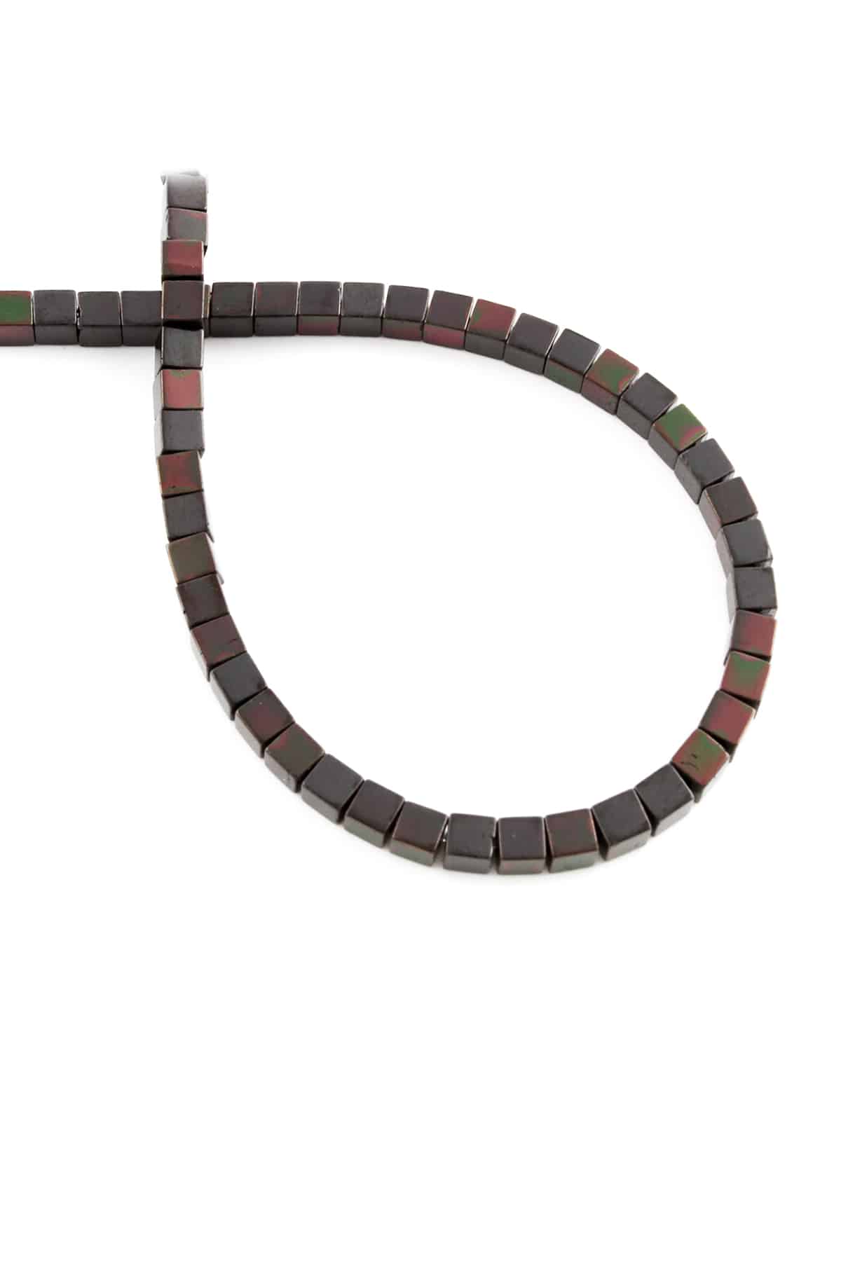 Hematite Natural Stone Shiny Black Rainbow 3x3mm String Of Beads