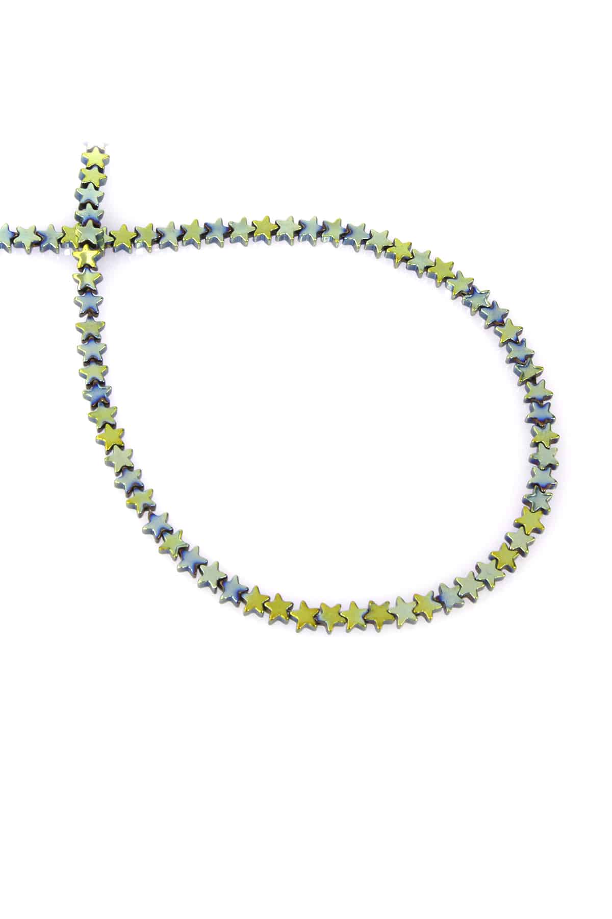 Hematite Natural Stone Shiny Green Star Cut 4mm String Of Beads