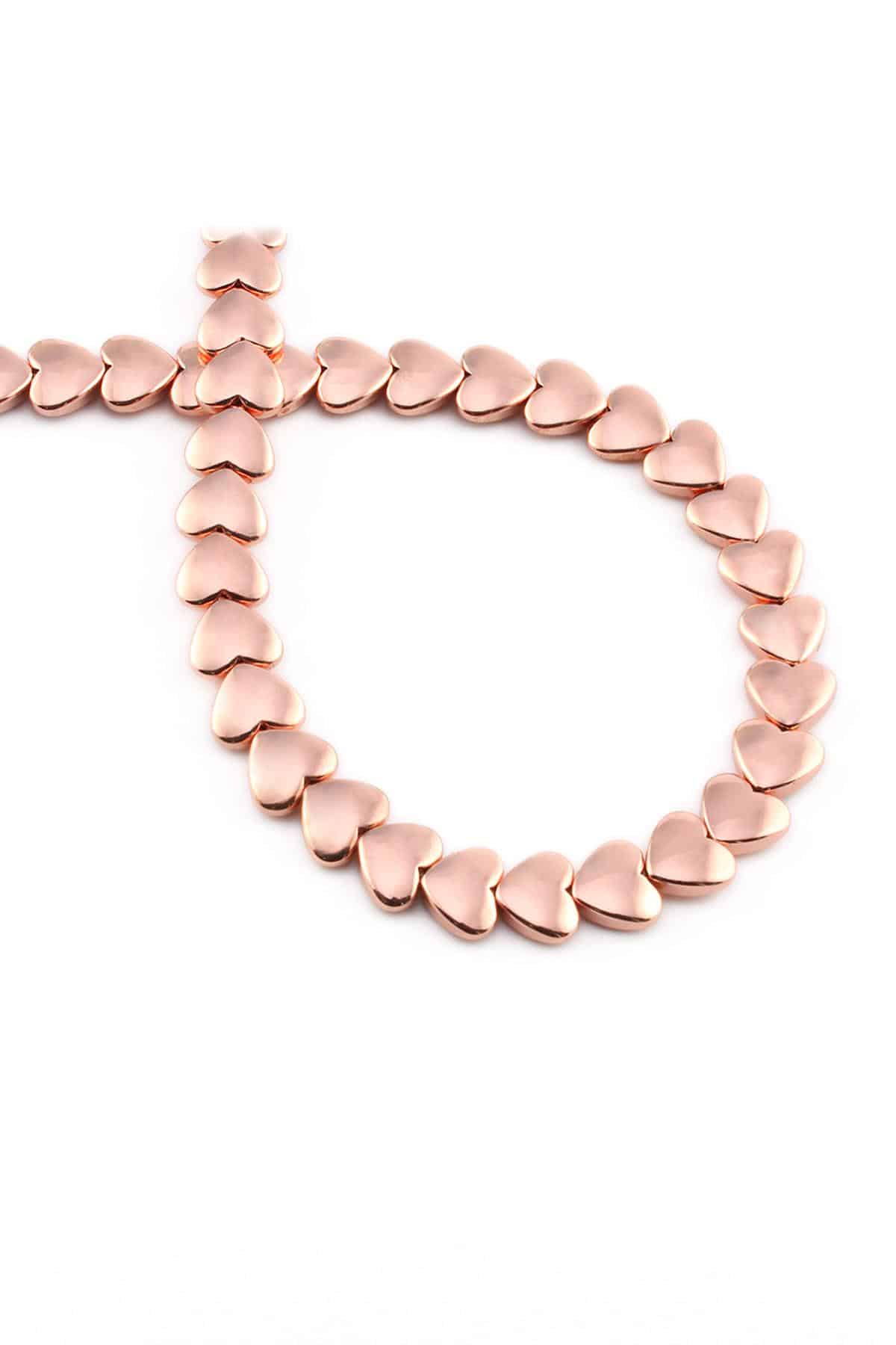 Hematite Natural Stone Rose Heart Cut 8mm String Of Beads