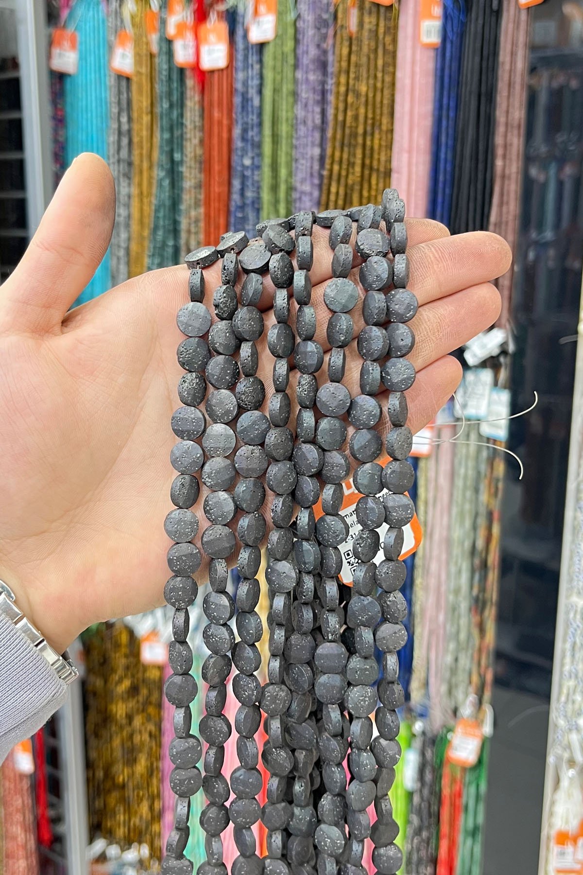 Hematit Taşı Altıgen Rondela Kesim 6x2mm- Mat Siyah Doğal Taş Dizi