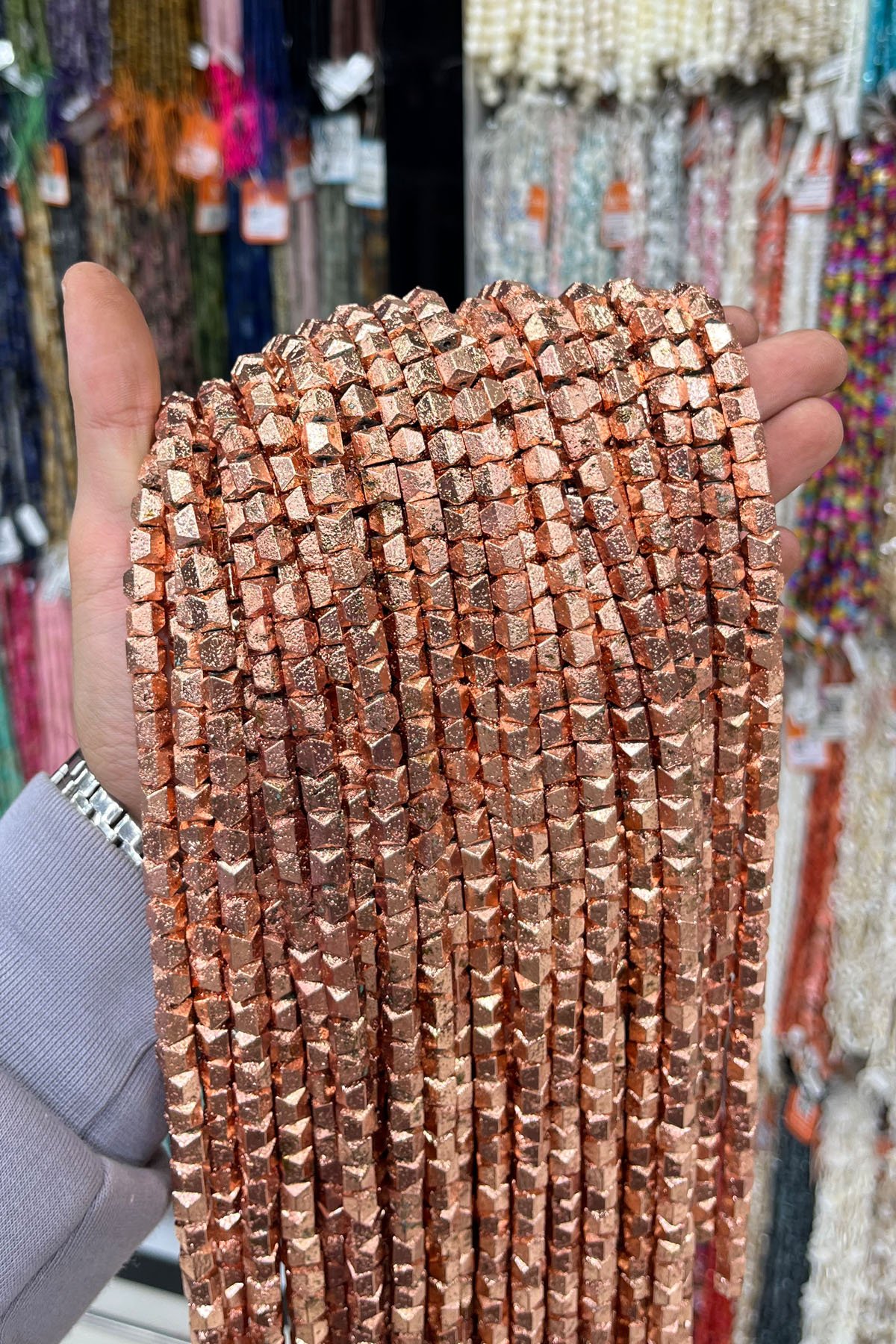 Hematit Taşı Altıgen Rondela Kesim 6x3mm- Parlak Roz Doğal Taş Dizi