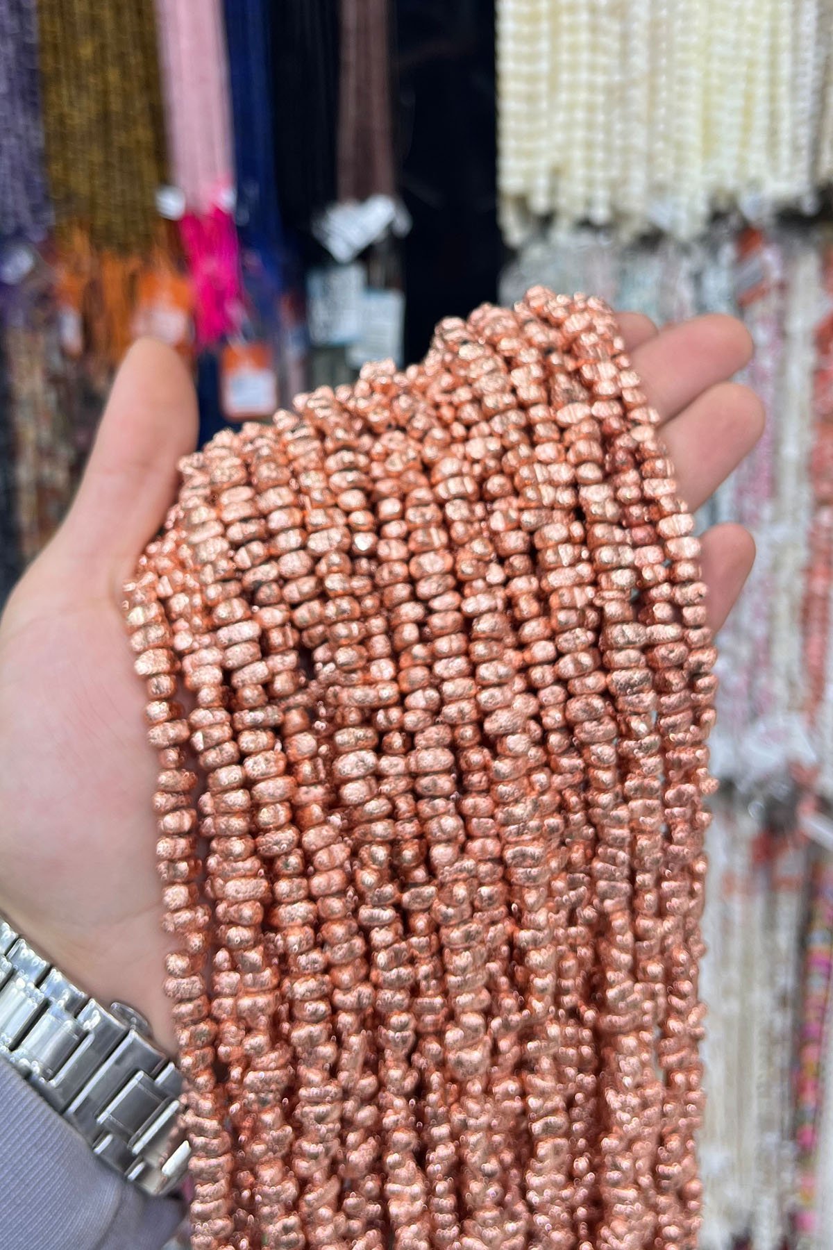 Hematit Taşı Amorf Kesim 6x7mm- Parlak Roz Doğal Taş Dizi