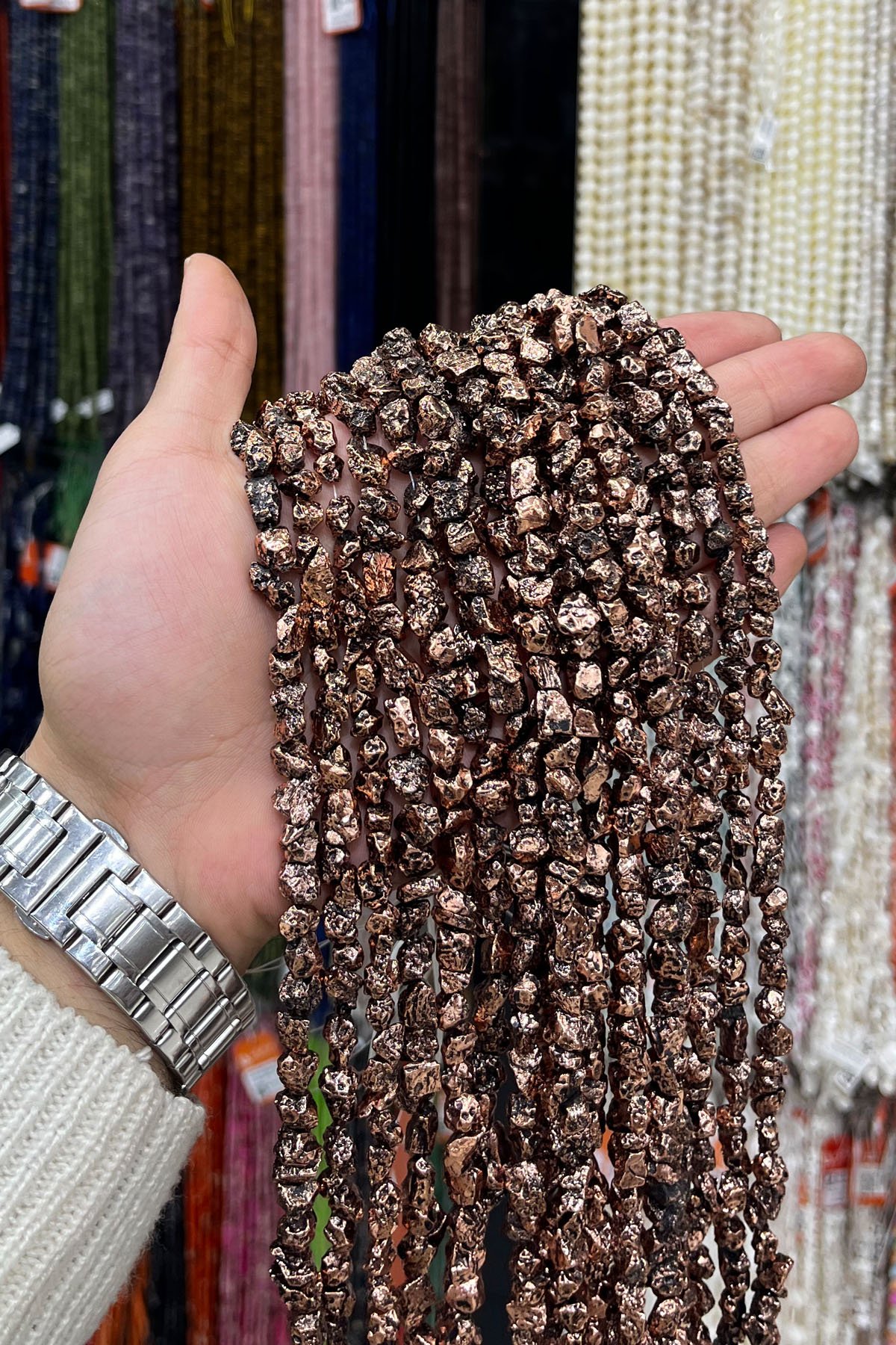 Hematit Taşı Amorf Kesim 6x9mm-Pütürlü Antik Bakır Doğal Taş Dizi