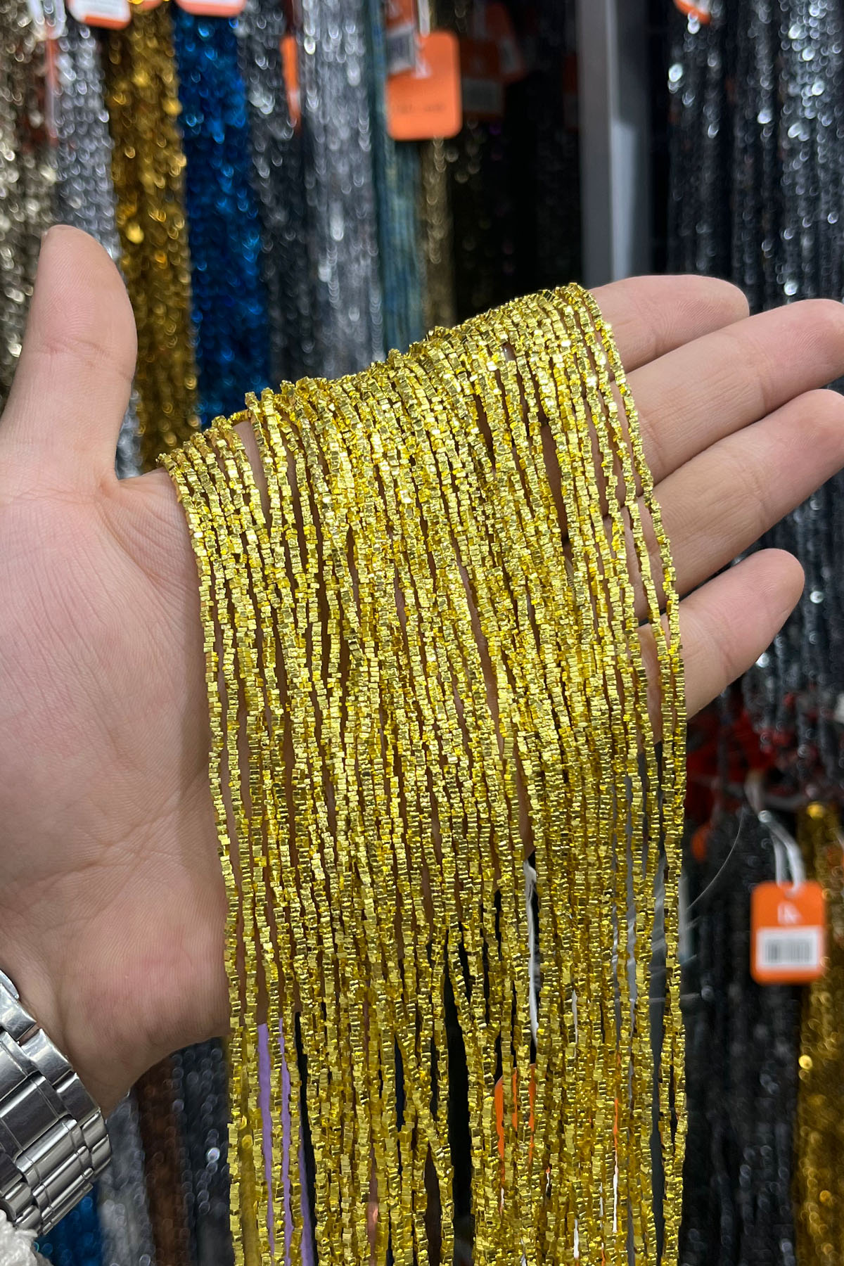 Hematit Taşı Kare Rondela Kesim 1.5x0.8mm- Altın Sarı Doğal Taş Dizi