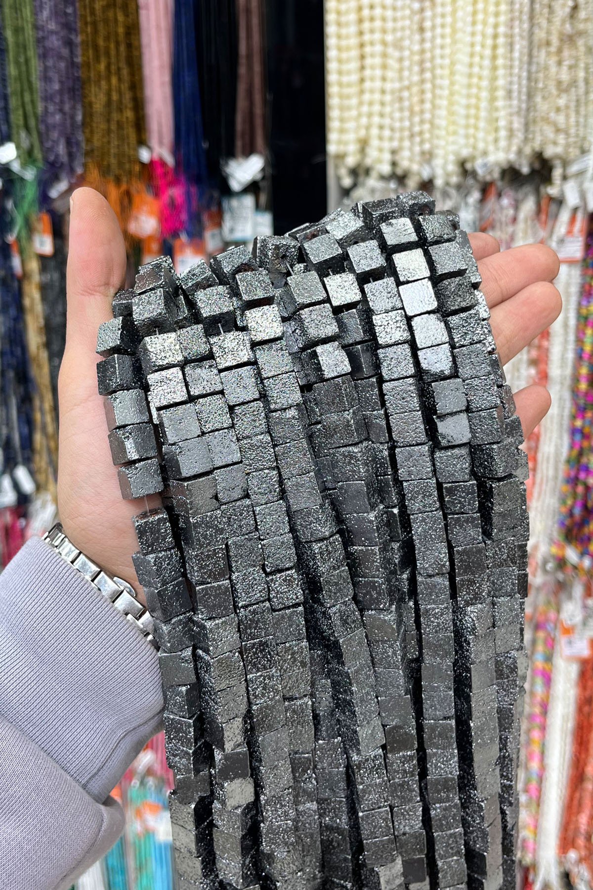 Hematit Taşı Küp Kesim 10x10mm-Pütürlü Füme Doğal Taş Dizi