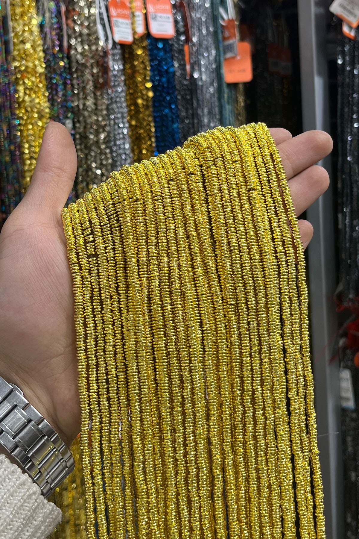 Hematit Taşı Rondela Kesim 4x1mm- Altın Sarı Doğal Taş Dizi