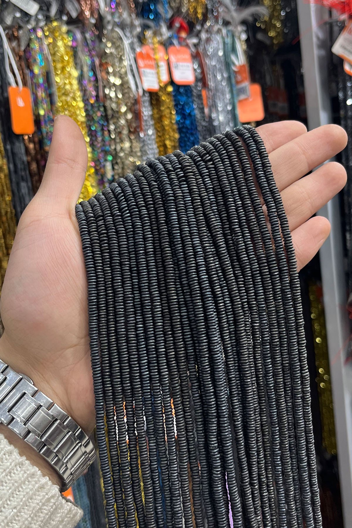 Hematit Taşı Rondela Kesim 4x1mm- Mat Siyah Doğal Taş Dizi