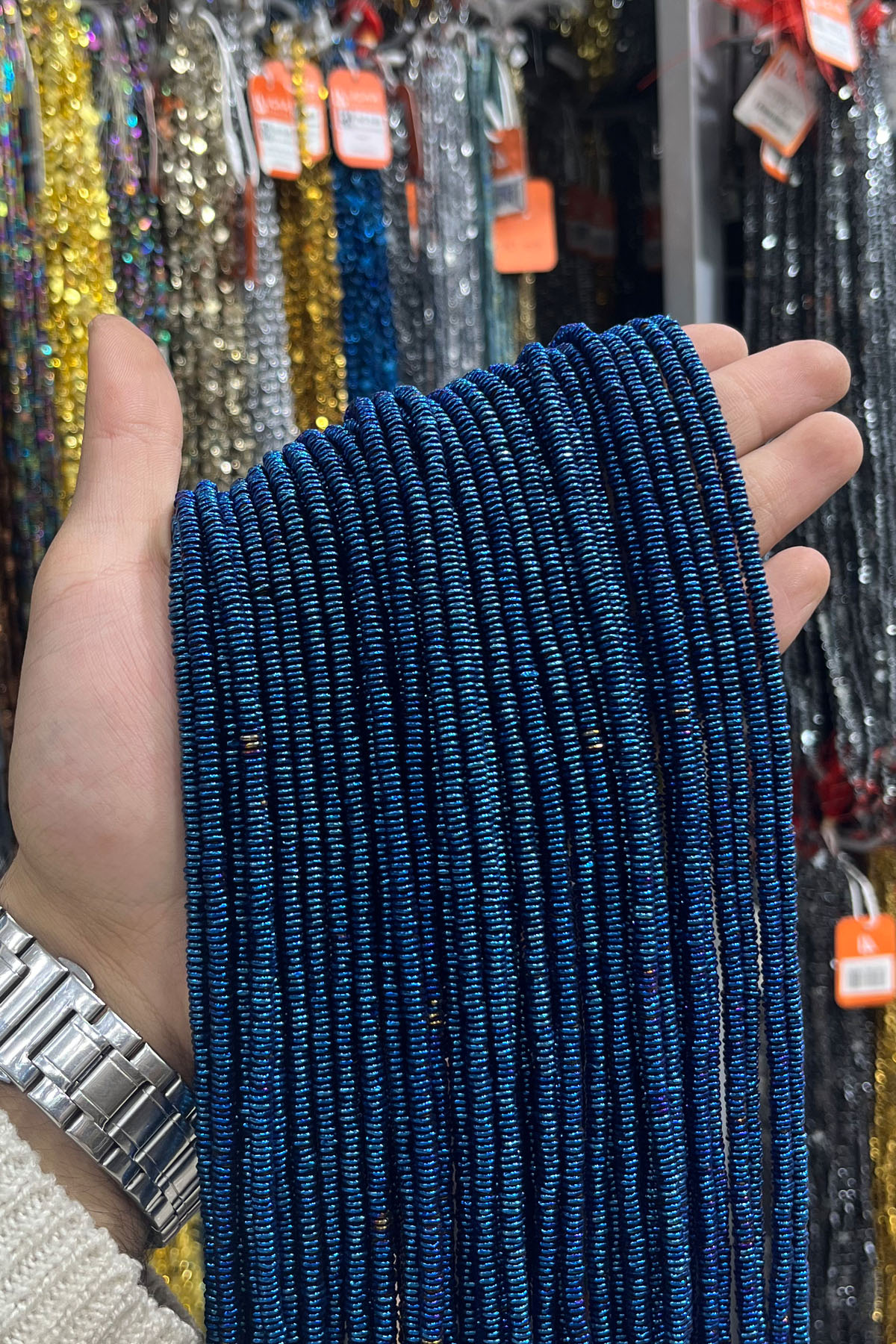 Hematit Taşı Rondela Kesim 4x1mm- Parlak Mavi Doğal Taş Dizi