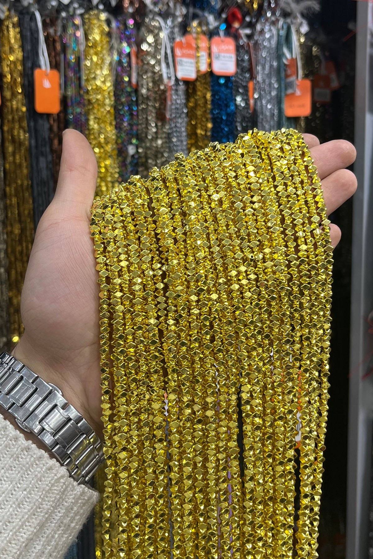 Hematit Taşı Rondela Kesim 4x2mm- Altın Sarı Doğal Taş Dizi