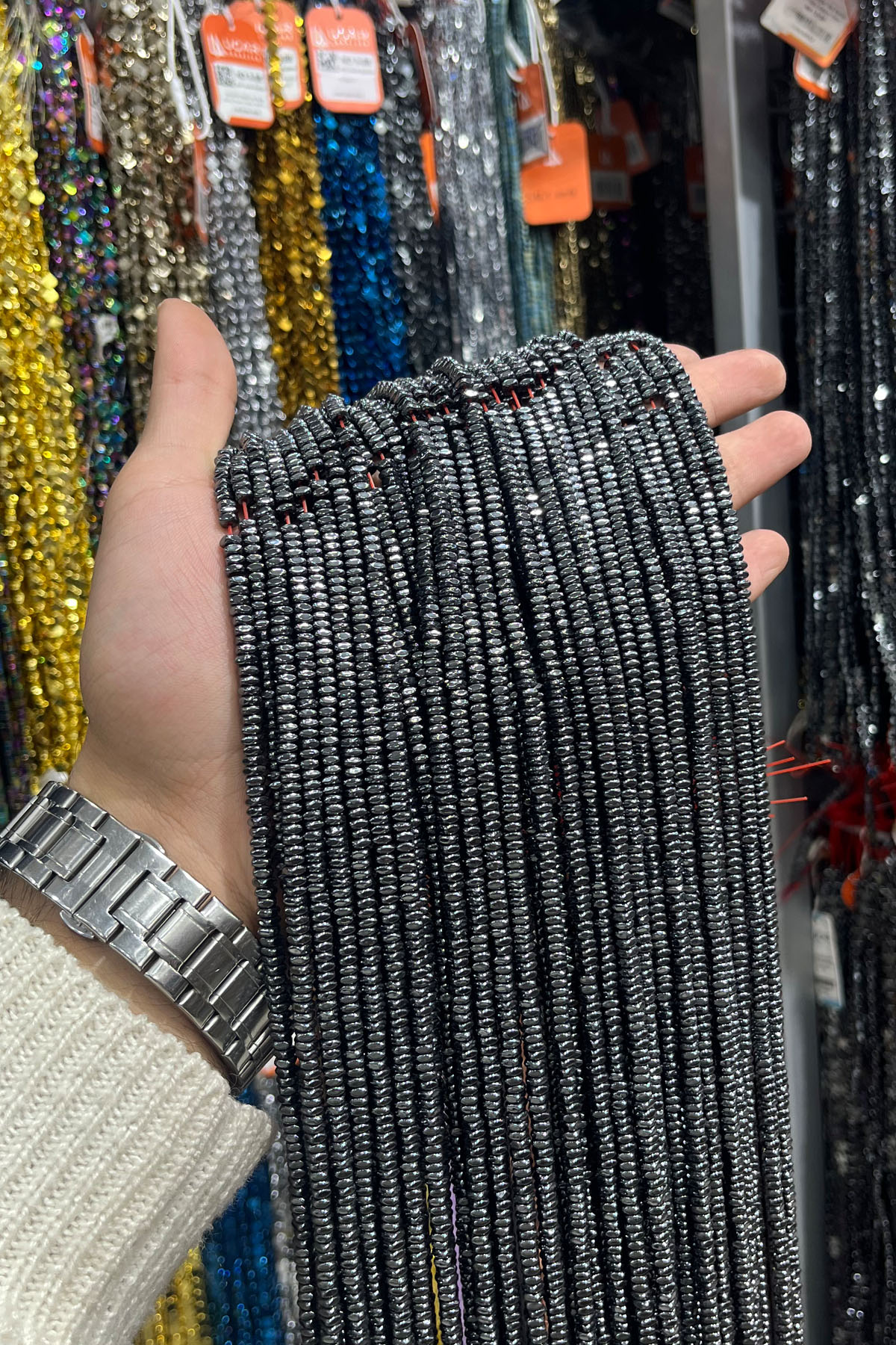 Hematit Taşı Rondela Kesim 4x2mm- Parlak Füme Doğal Taş Dizi