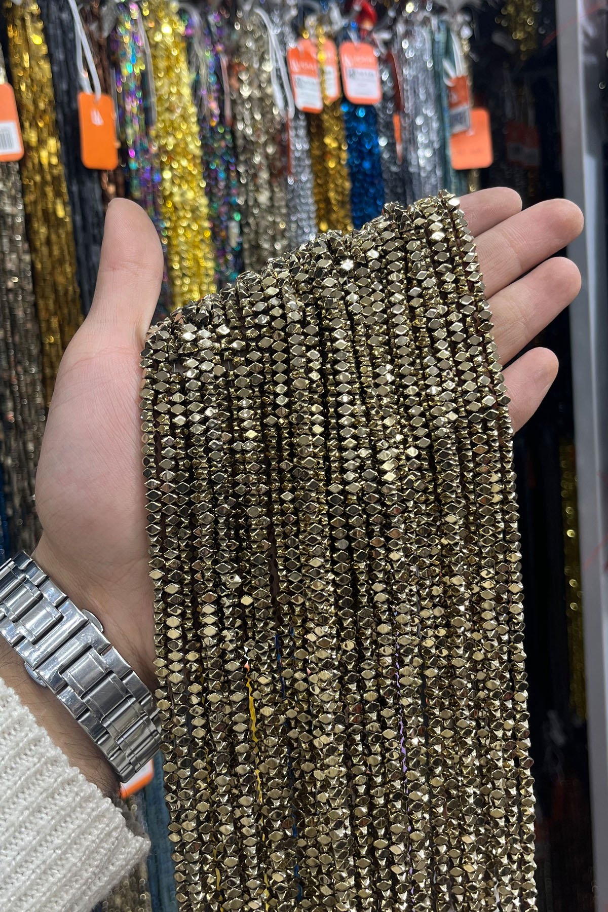 Hematit Taşı Rondela Kesim 4x2mm- Parlak Antik Sarı Doğal Taş Dizi