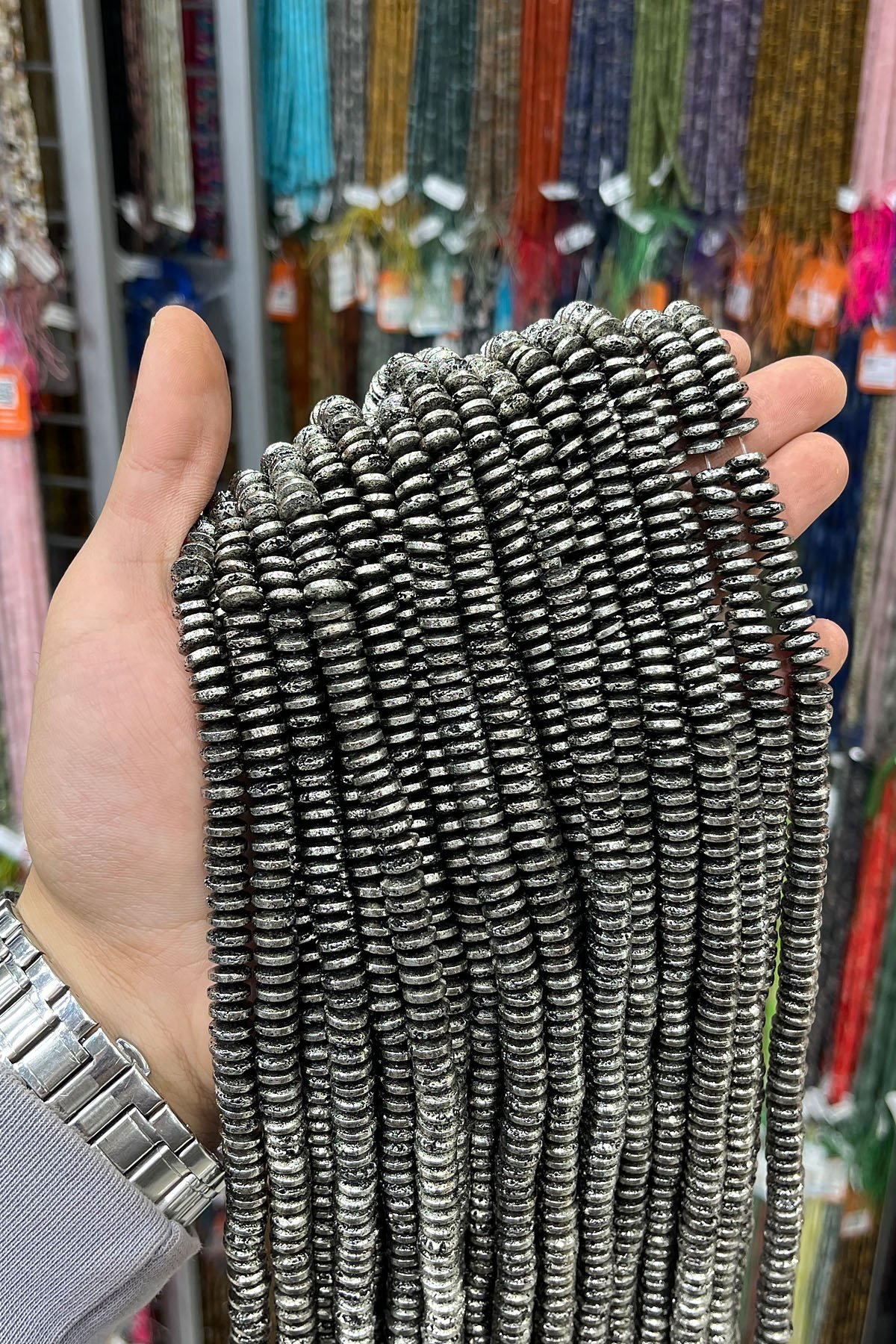 Hematit Taşı Rondela Kesim 8x3mm- Parlak Füme Doğal Taş Dizi