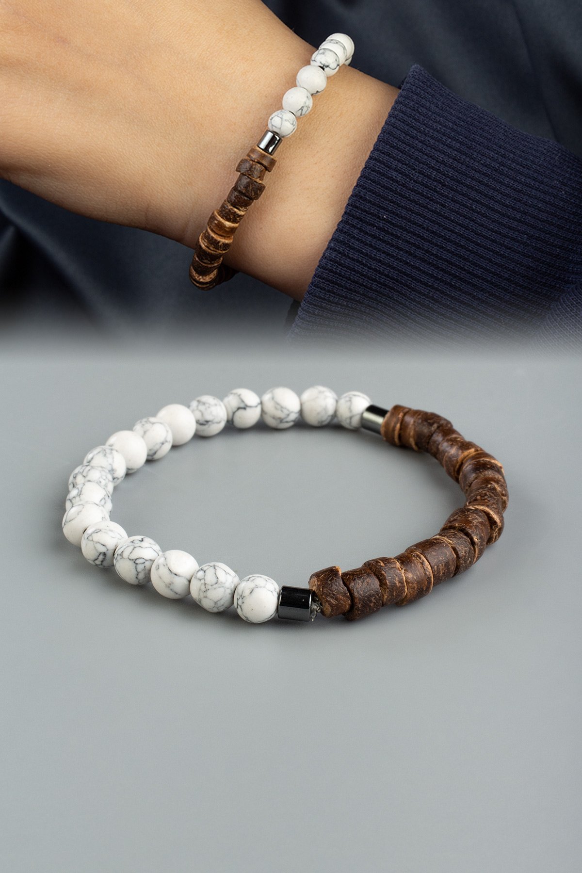 Hindistan Cevizi Ağacı - Havlit Doğal Taş Küre Kesim Bileklik