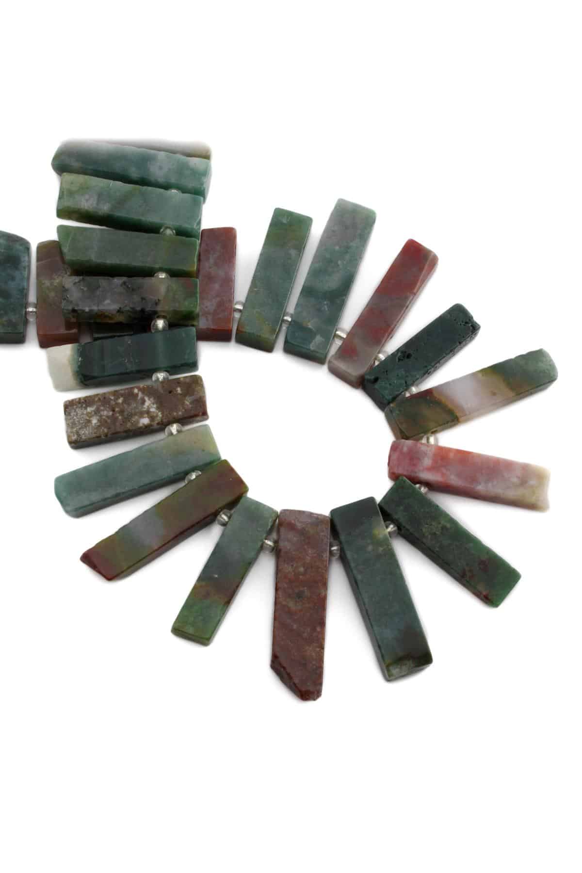 Hint Akik Doğal Taş Dikdörtgen Kesim 10x40mm Dizi