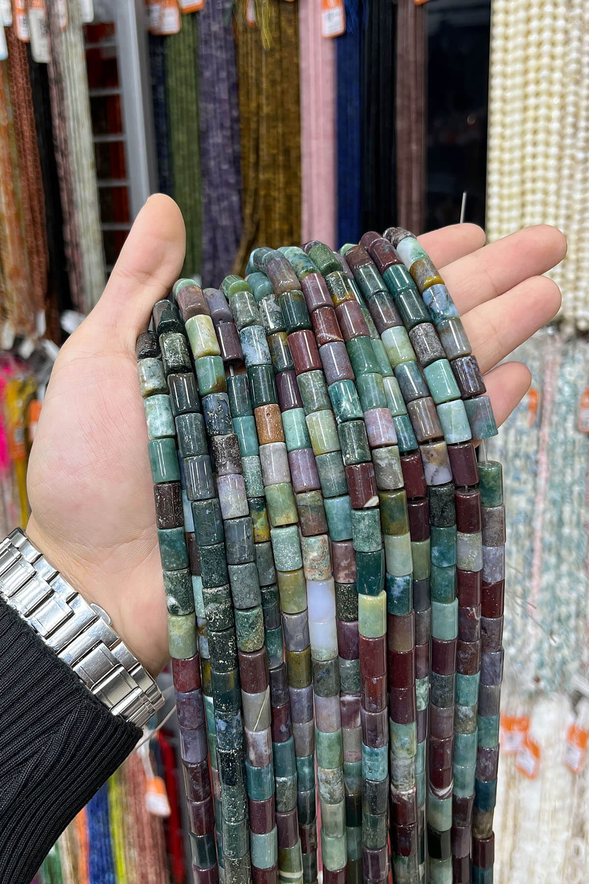 Hint Akik Doğal Taş Silindir Kesim 8x12mm Dizi