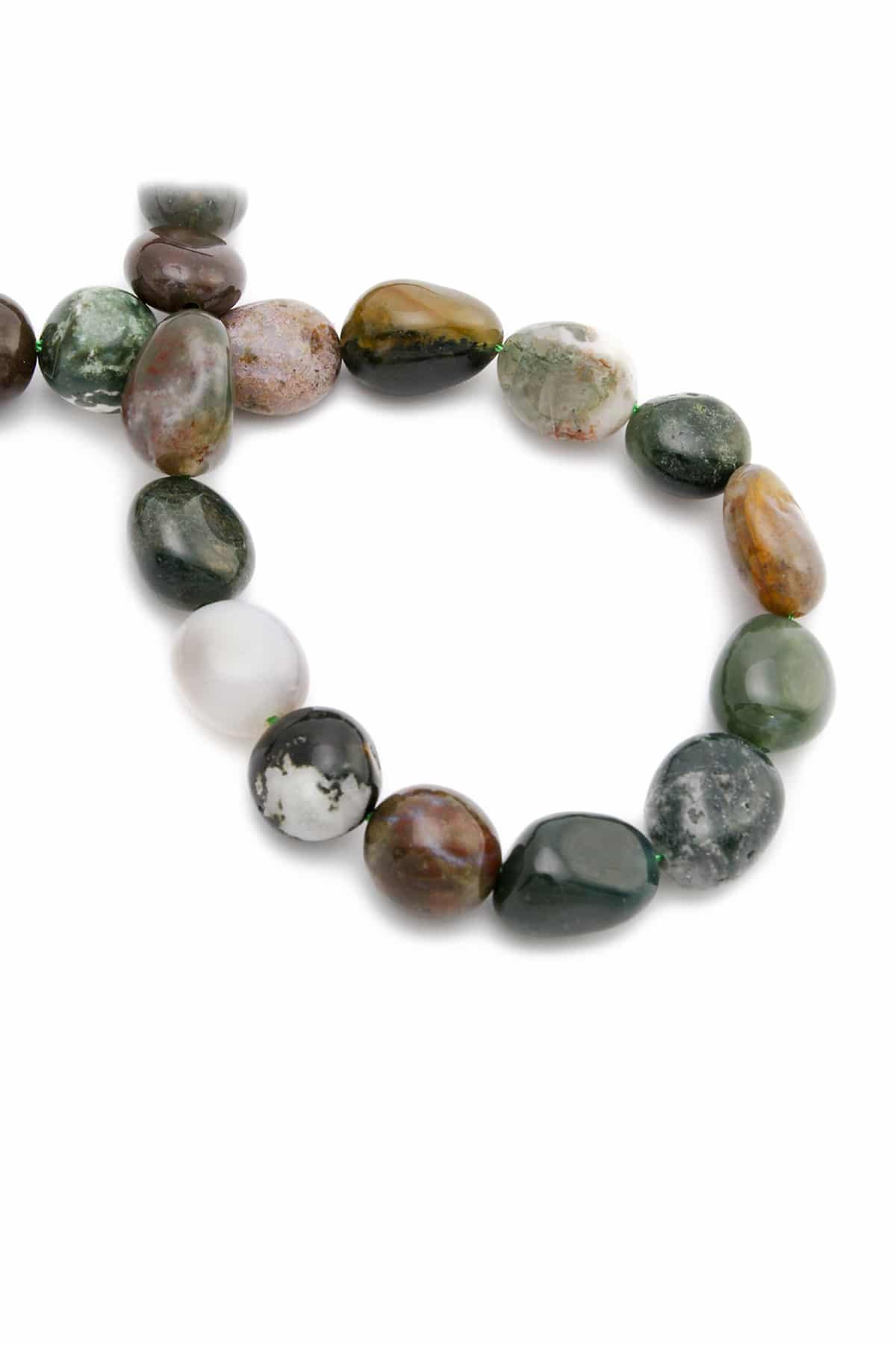 Indian Agate Natural Stone Tumbler Cut 6x8mm String Of Beads