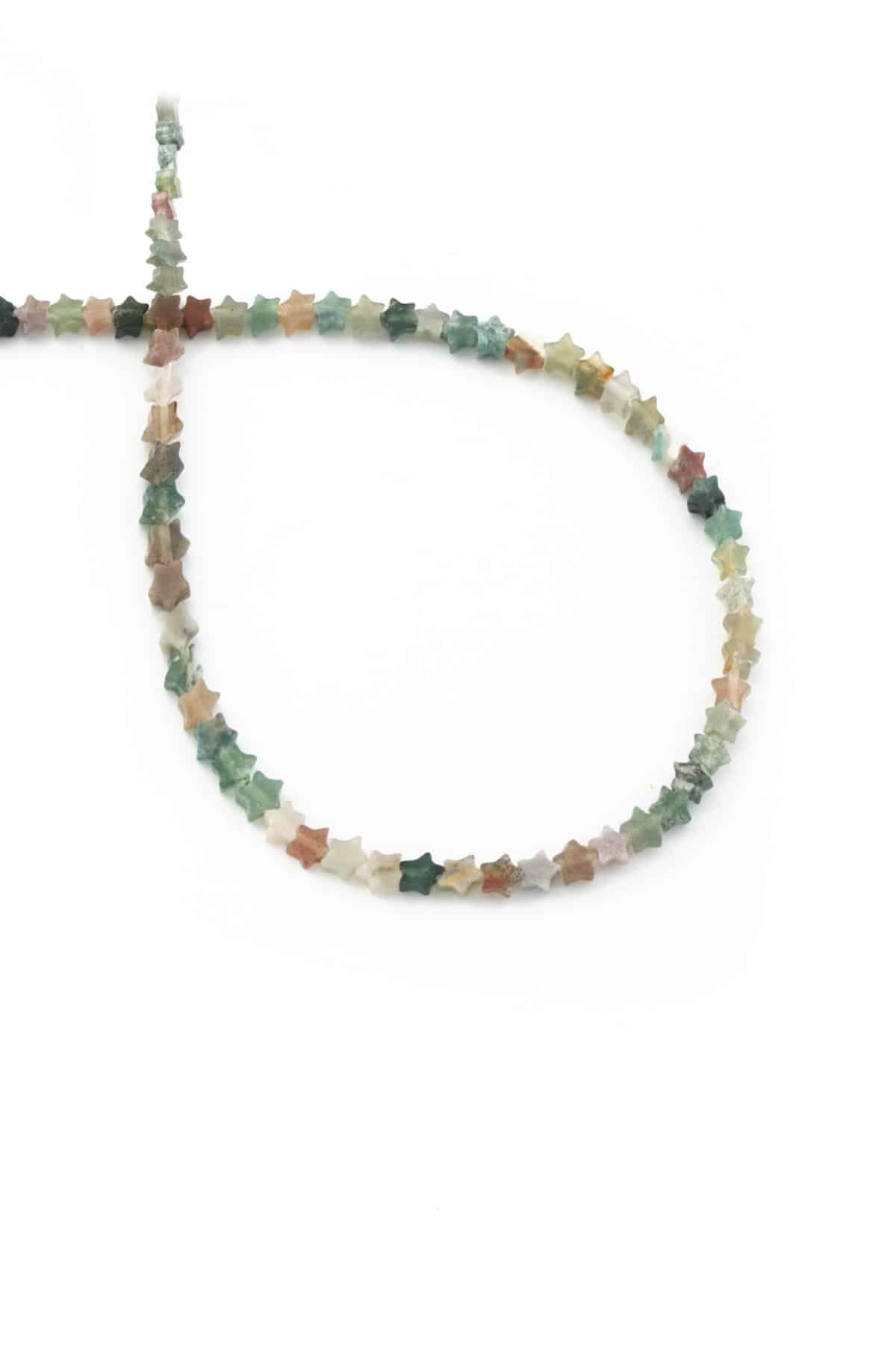 Indian Agate Natural Stone Star Cut 4mm String Of Beads