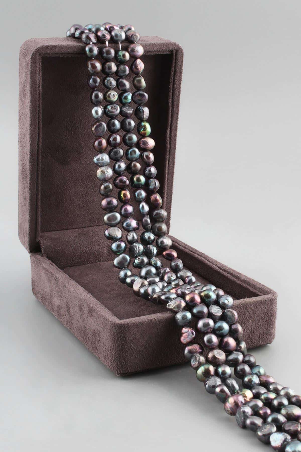 İnci Doğal Taş Parlak Lacivert 7x8mm Dizi [AB]