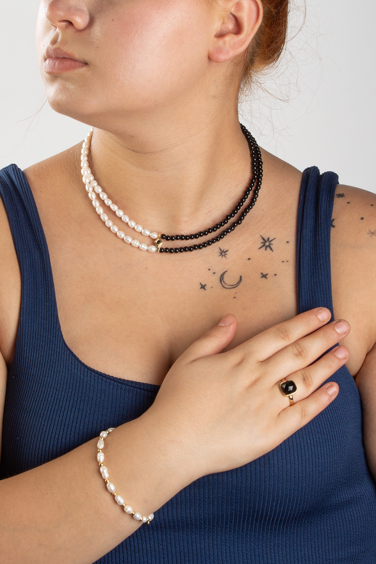 İnci Doğal Taşlı 3 lu Hediye Kadın Takı Seti