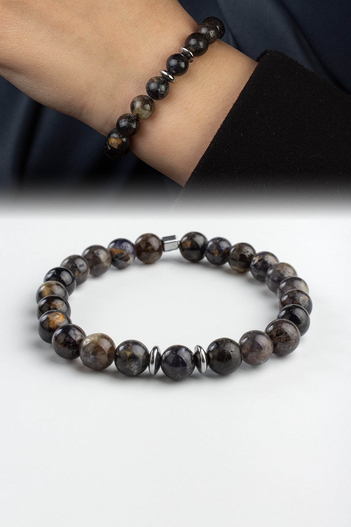 İyolit Doğal Taş Küre Kesim 8mm Bileklik