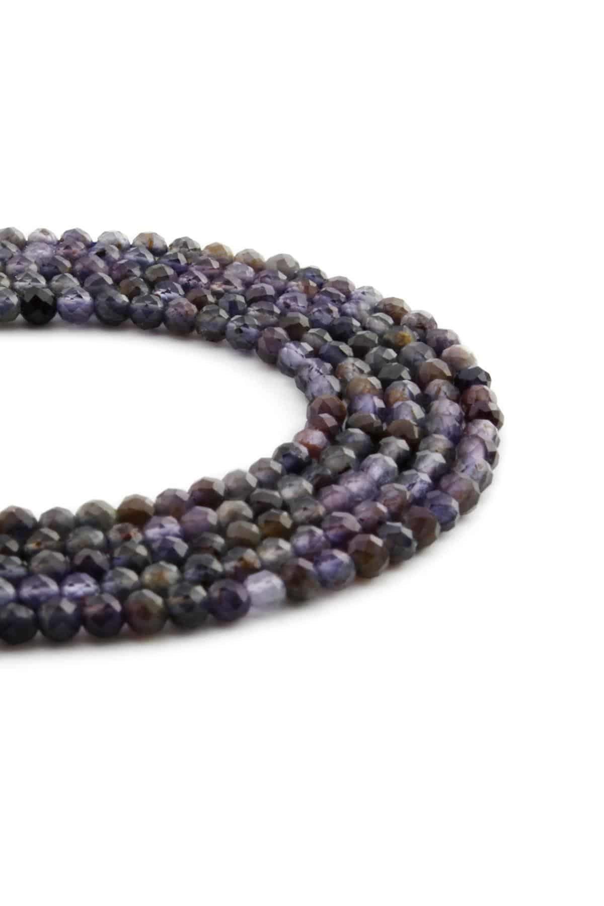 İyolit Doğal Taş Parlak Küre Kristal Kesim 3mm Dizi [AA]