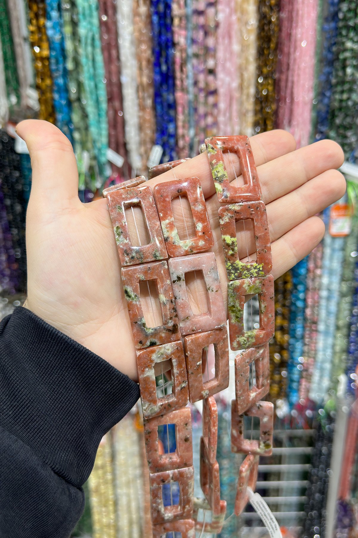 Jasper Doğal Taş Dikdörtgen Kesim Delikli 39x25mm Dizi