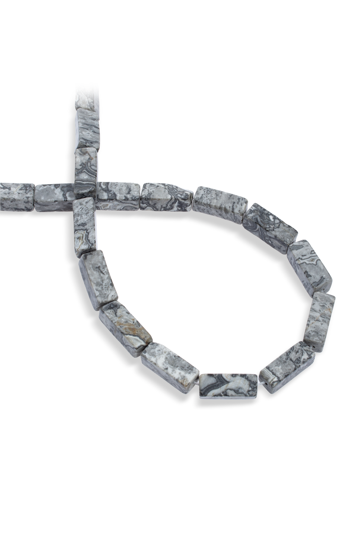 Jasper Doğal Taş Gri Dikdörtgen Kesim 8x20mm Dizi
