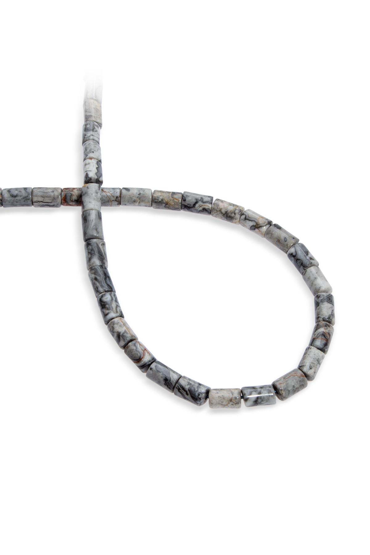Jasper Doğal Taş Gri Silindir Kesim 5x8mm Dizi