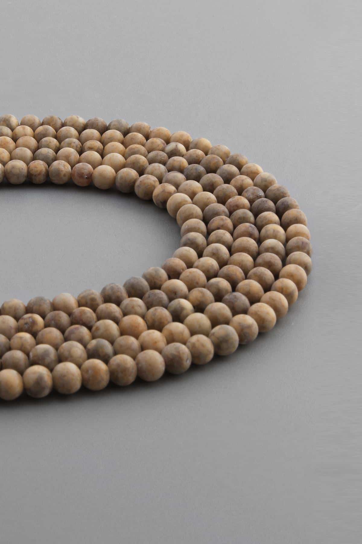 Jasper Doğal Taş Mat Kahverengi Küre Kesim 4mm Dizi [AA]