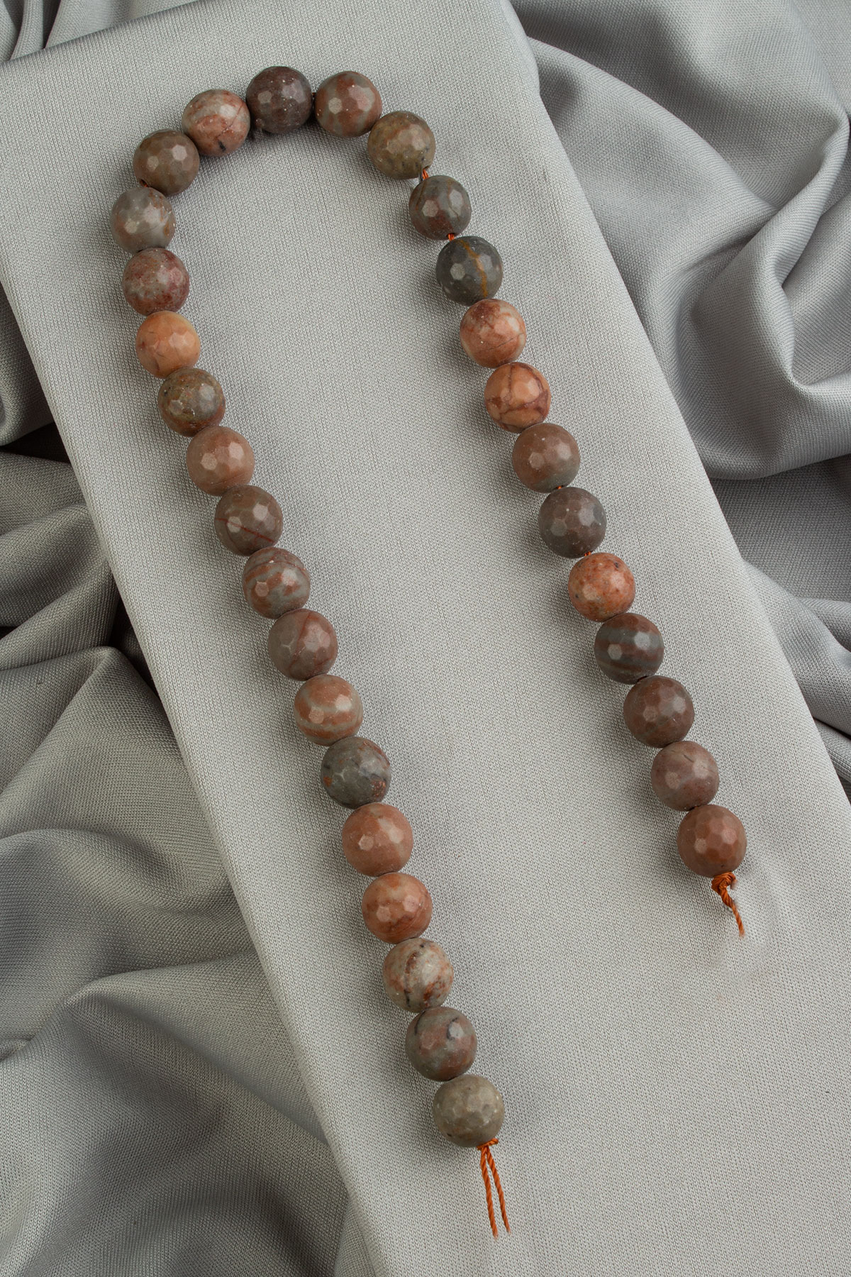 Jasper Natural Stone Shiny Globe Facet Cut 12mm String Of Beads