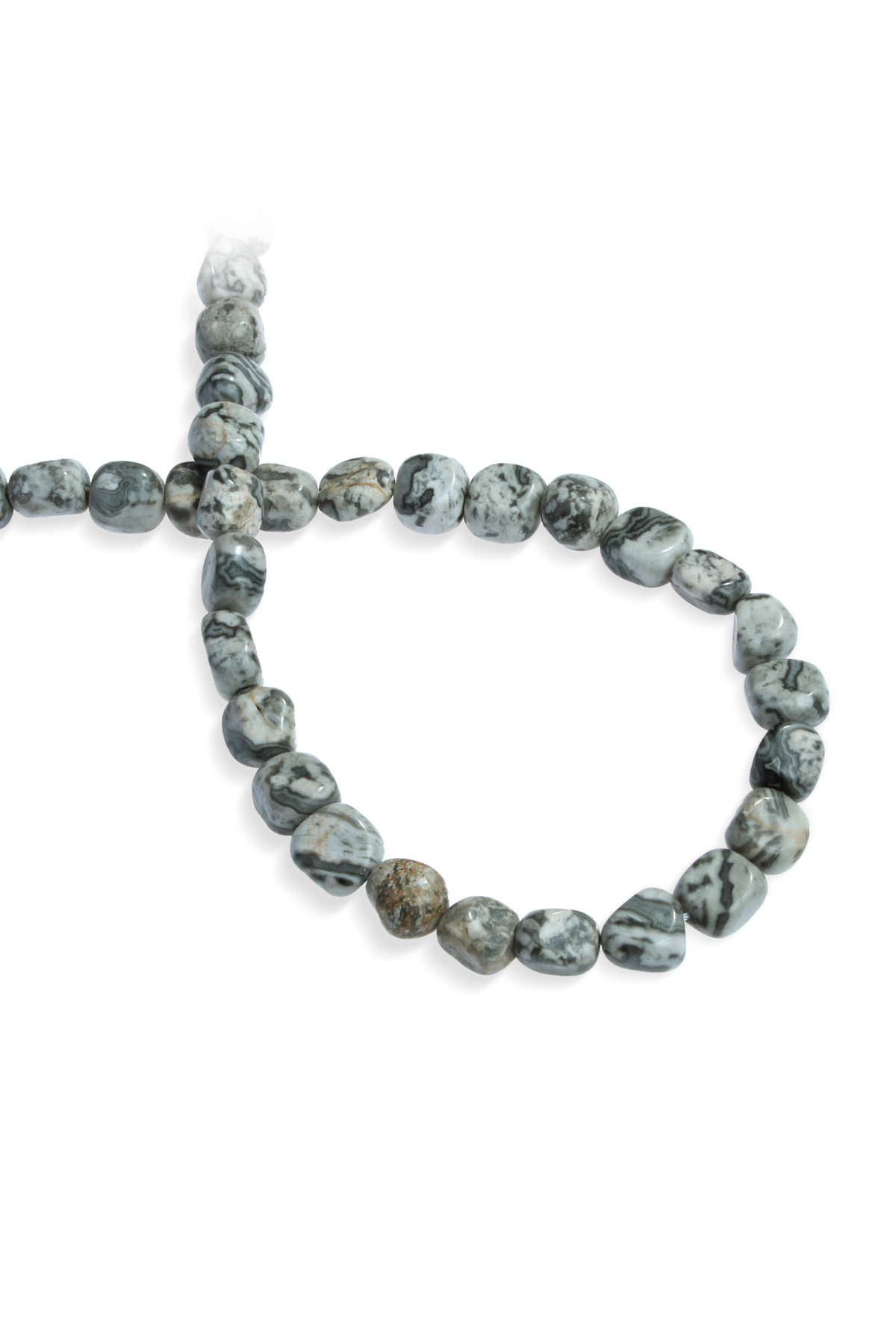 Jasper Doğal Taş Parlak Gri Amorf Kesim 8x12mm Dizi