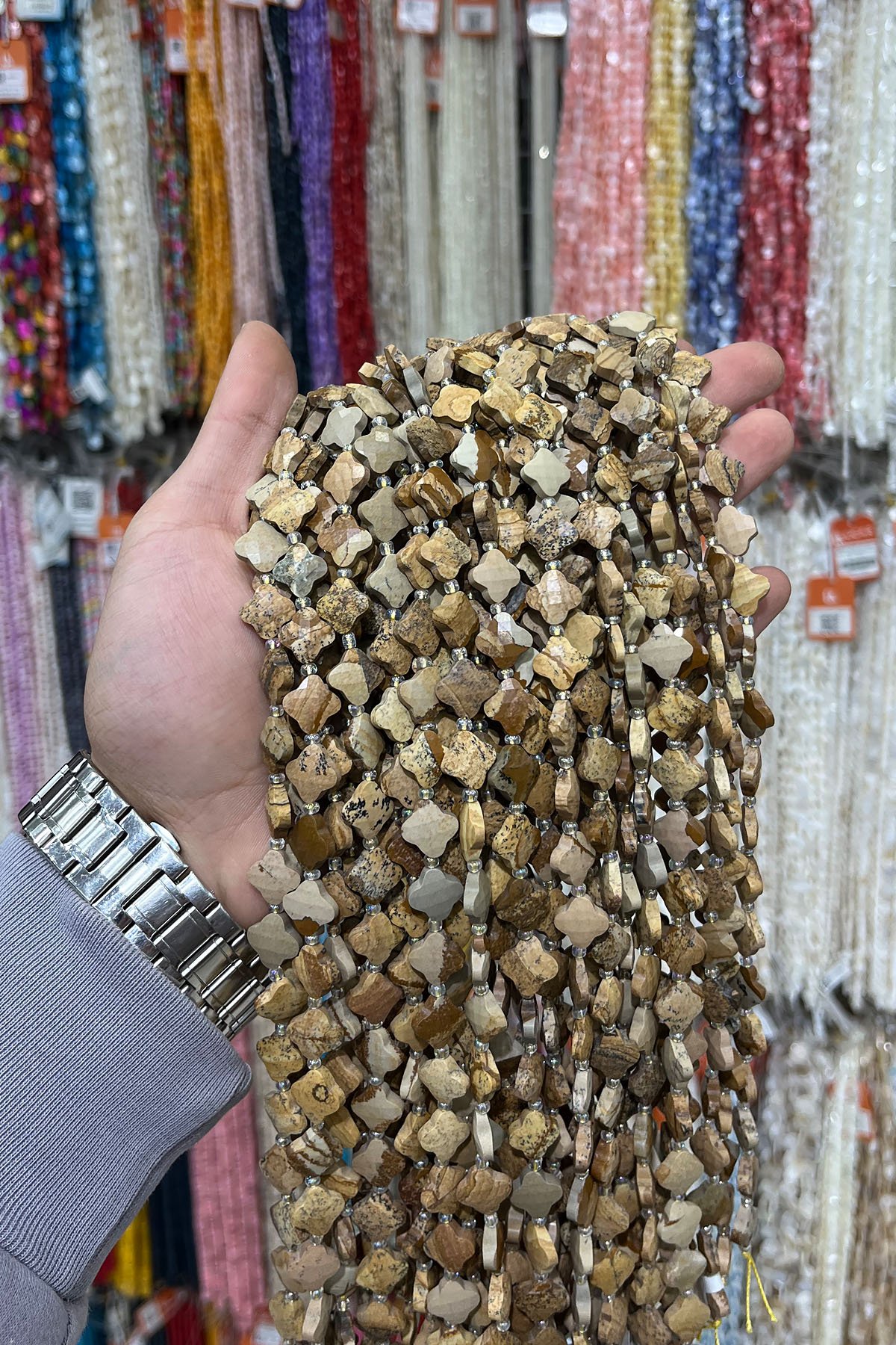 Jasper Doğal Taş Van Cleef Yonca Kesim 12mm Dizi