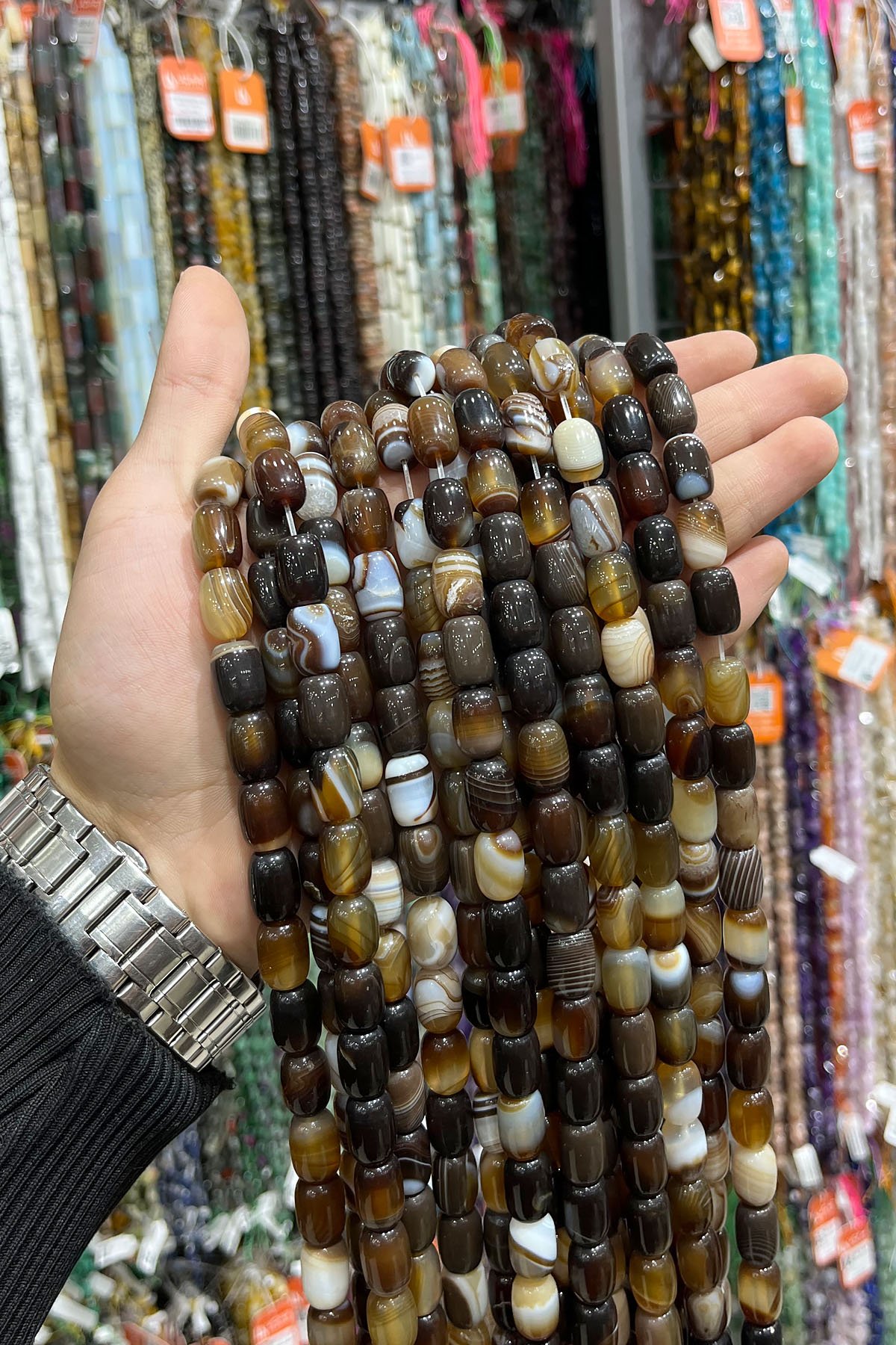 Kahverengi Madagaskar Doğal Taş Silindir Kesim 10x14mm Dizi