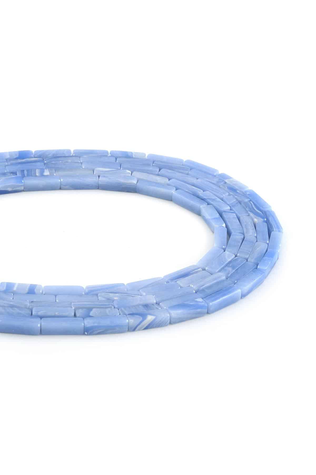 Kalsedon Doğal Taş Parlak Buz Mavisi Dikdörtgen Kesim 4x13mm Dizi [AA]