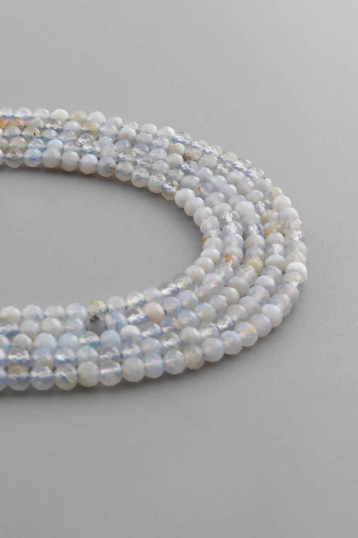 Kalsedon Doğal Taş Parlak Küre Kristal Kesim 3mm Dizi [AA]