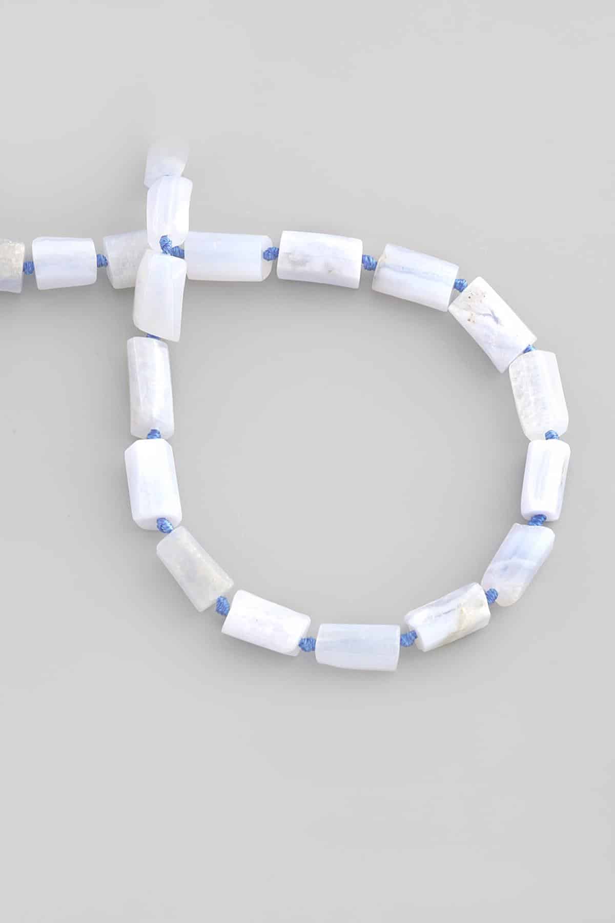 Kalsedon Doğal Taş Parlak Silindir Kesim 8x12mm Dizi [AA]