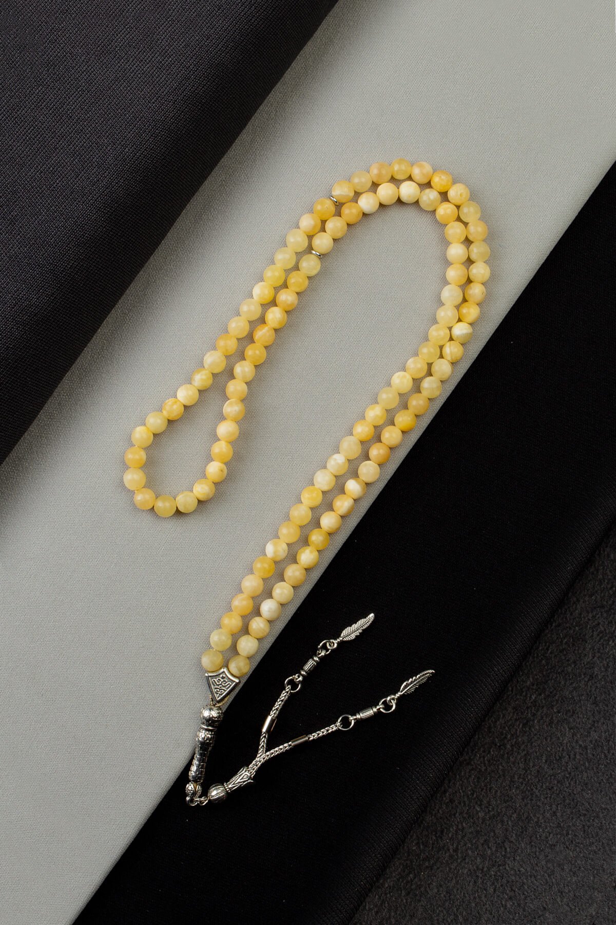 Kalsit Doğal Taş Küre Kesim Sarı 99lu 6mm Tesbih