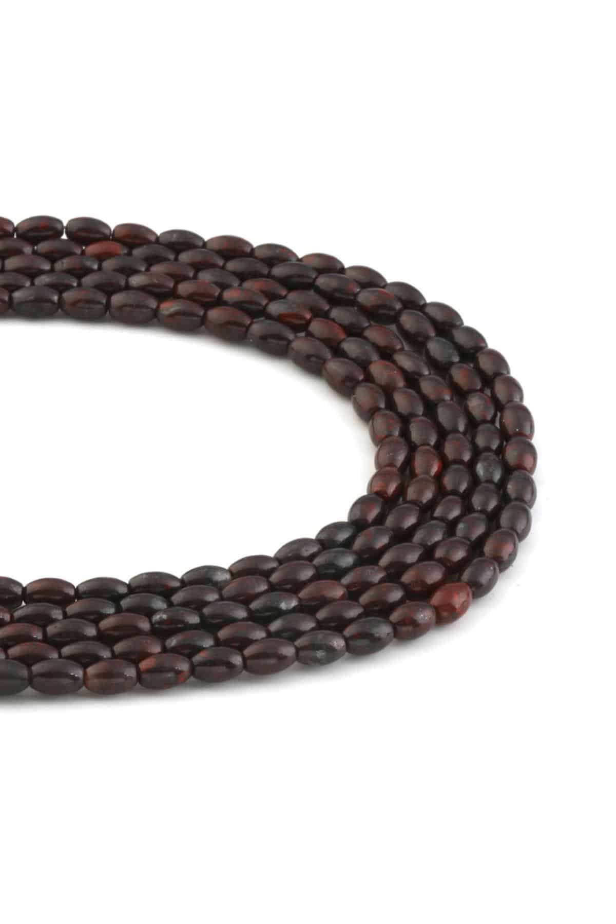 Kan Taşı Doğal Taş Parlak Bordo Arpa Kesim 4x6mm Dizi [AA]