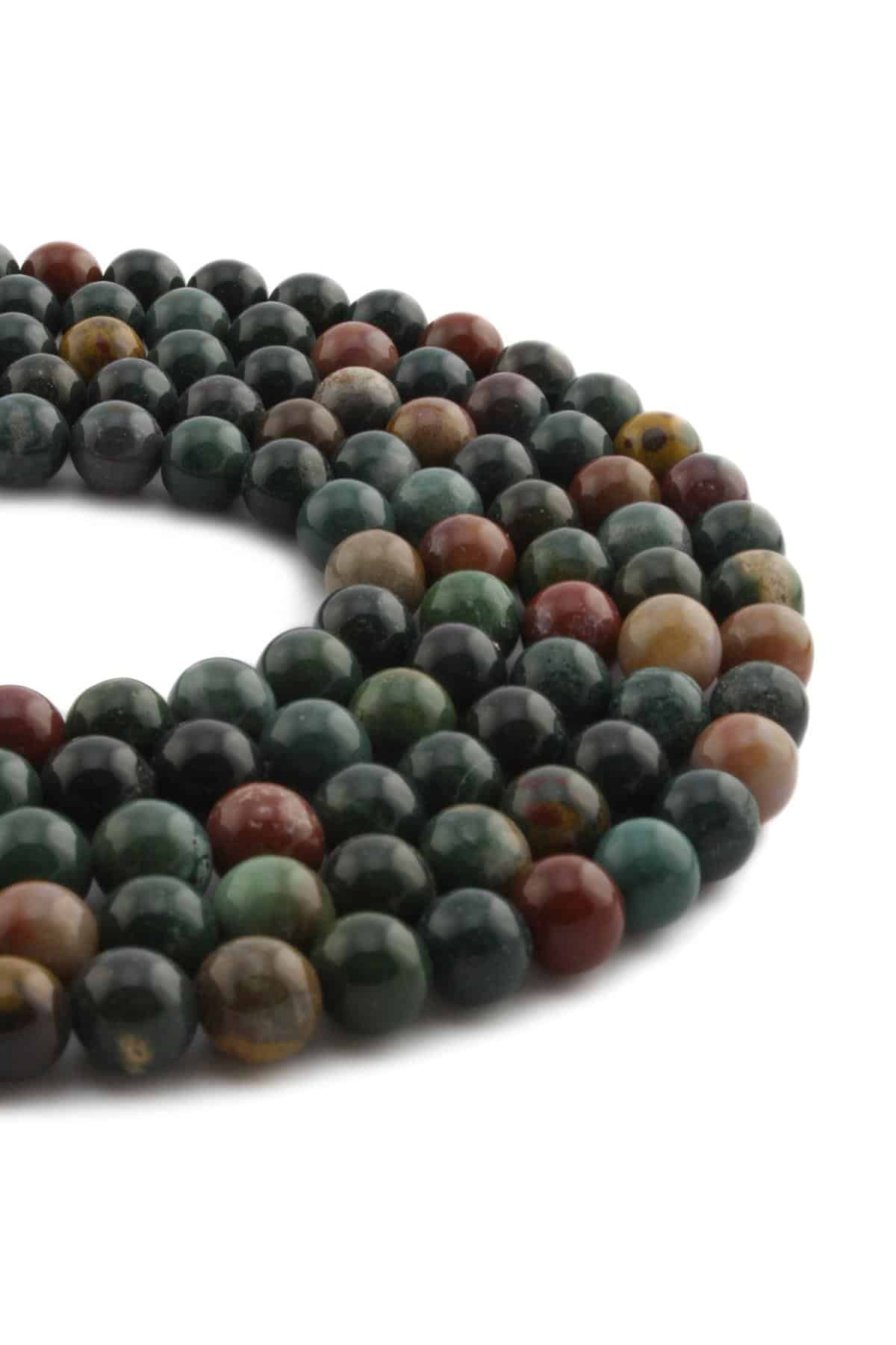 Kan Taşı Doğal Taş Parlak Karışık Küre Kesim 8mm Dizi