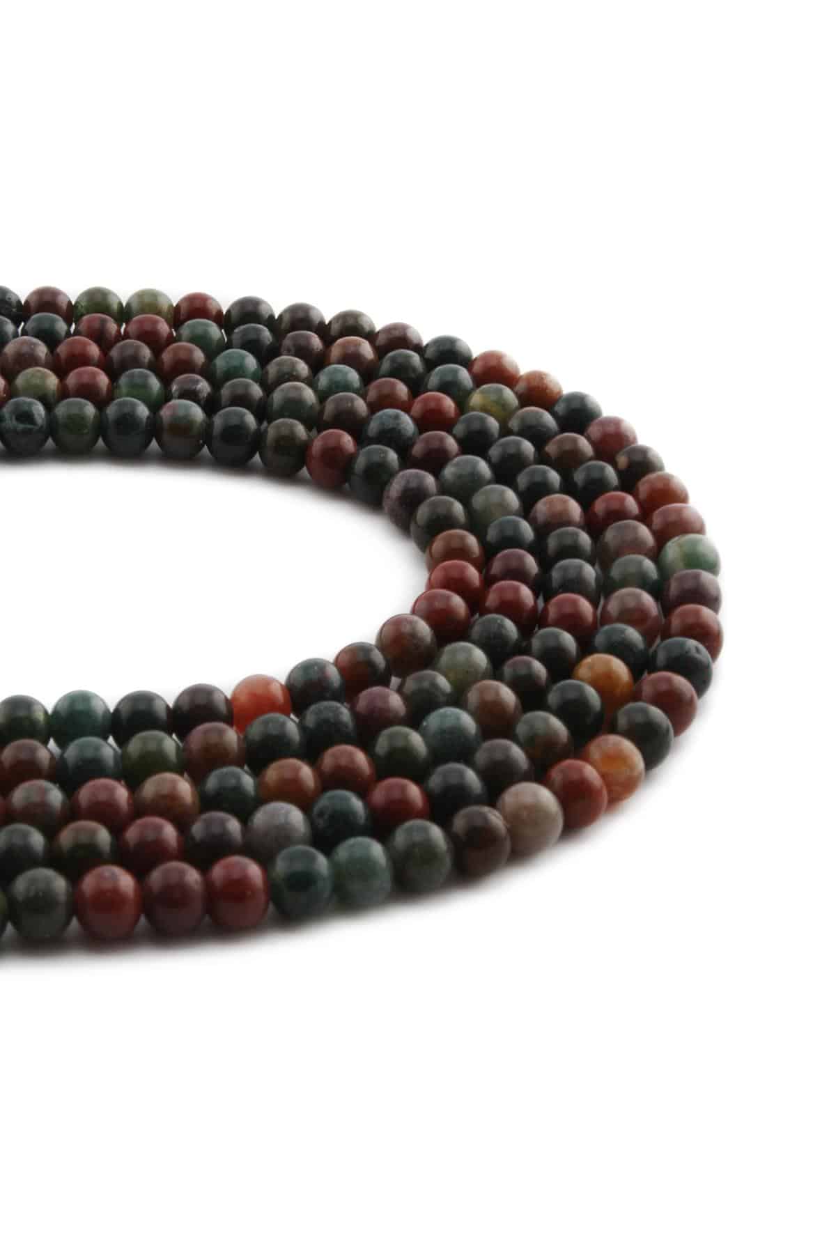 Kan Taşı Doğal Taş Parlak Küre Kesim 4mm Dizi