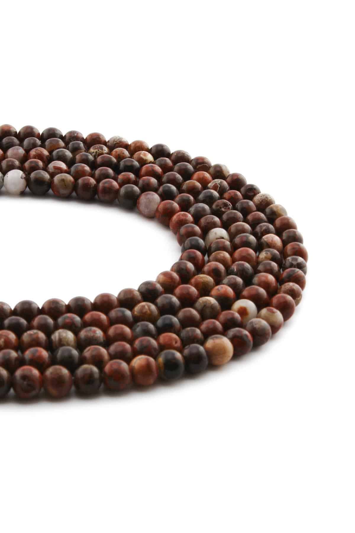 Kan Taşı Doğal Taş Parlak Küre Kesim 4mm Dizi [AA]