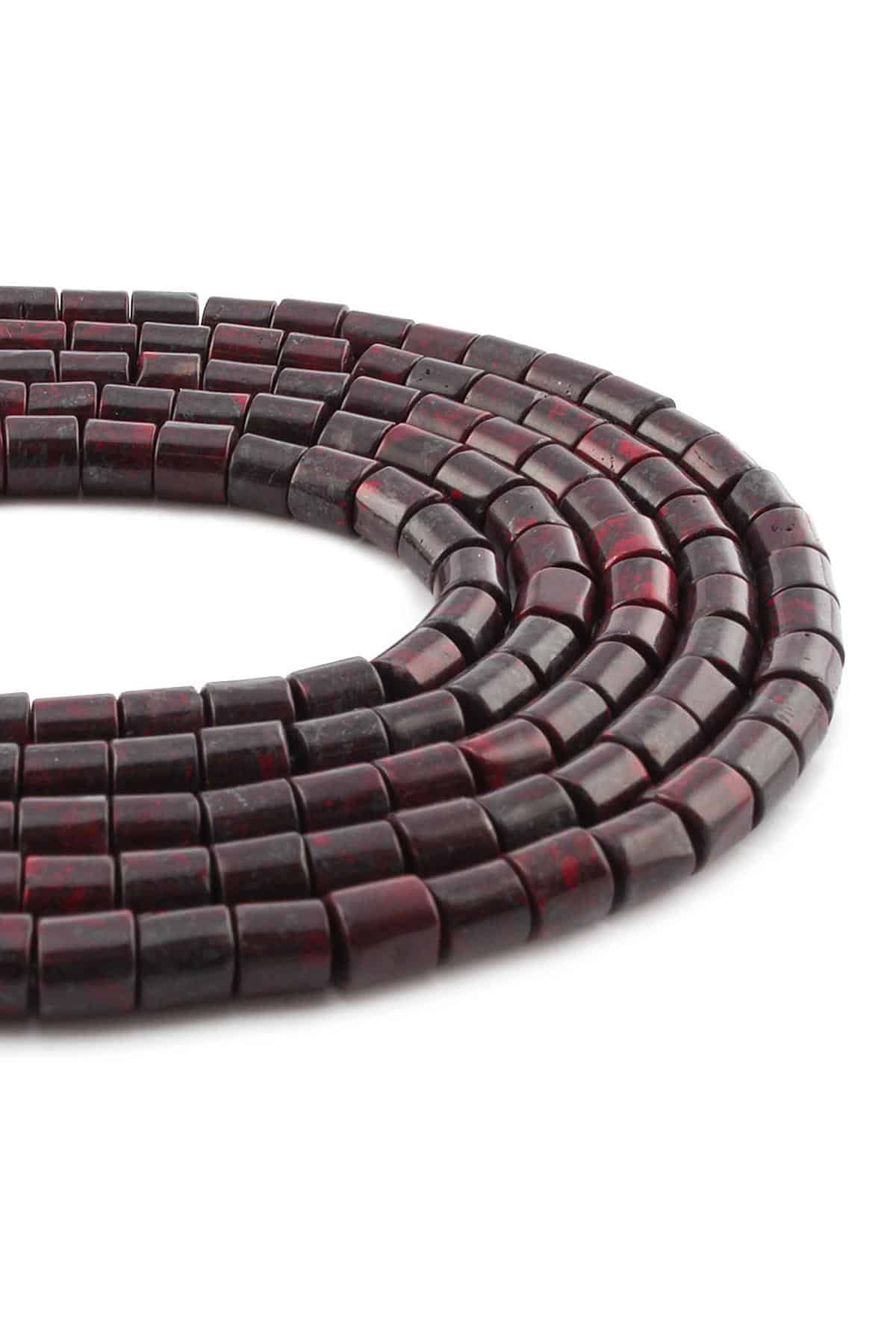 Kan Taşı Doğal Taş Parlak Silindir Kesim 6x6mm Dizi [AA]